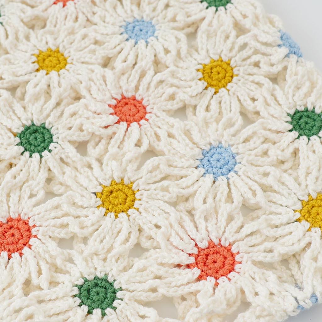 Raw Wool Knitting Kit #6-6 Flower Motif Bag