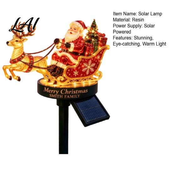 Warm White Festive Garden Lamps Santa And Reindeer Sleigh Solar Stake Light LED Christmas Pathway Holiday Landscaping Lighting Lamp Powered Outdoor