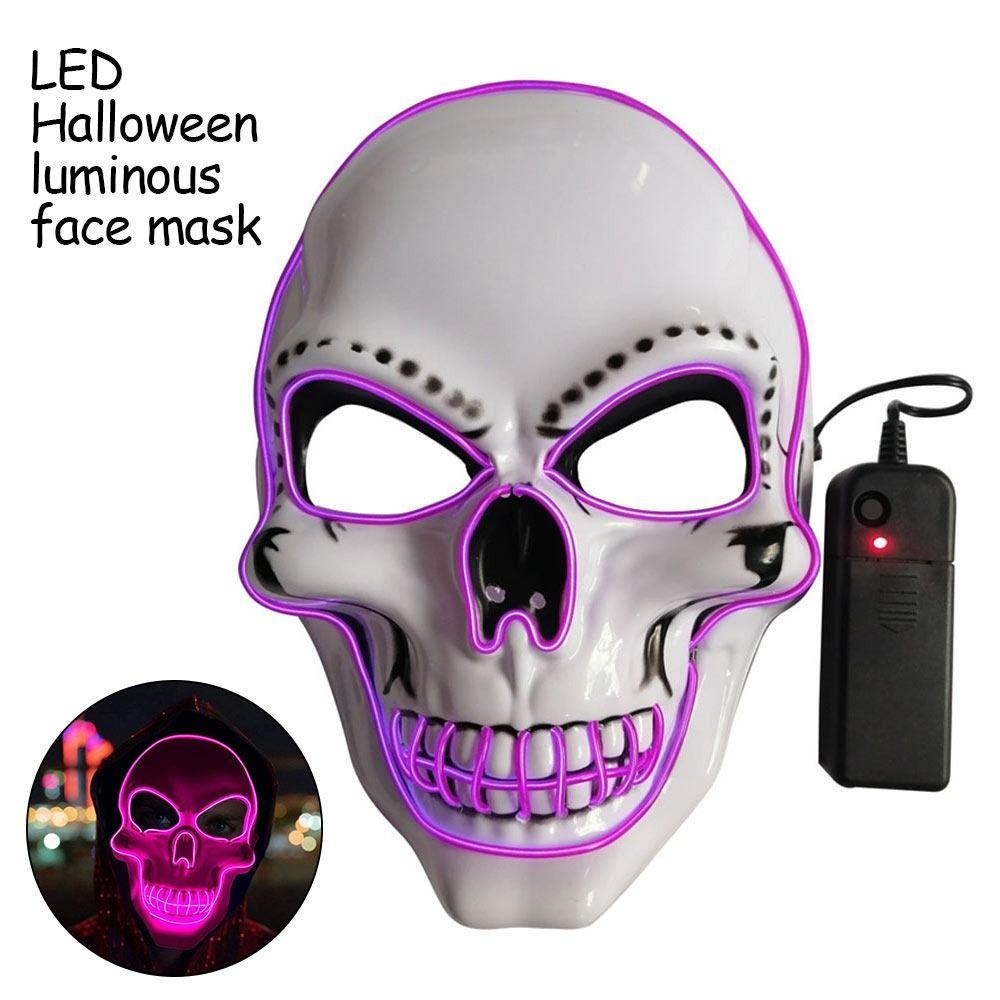 Horror Halloween Skull Mask Halloween LED Light LED Cold Light Mask Cosplay Costume Luminous Skull Mask Party Makeup Ball