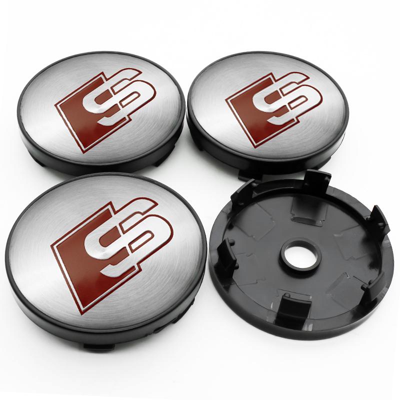 4Pc 56mm 60mm Car Wheel Center Cap Stickers Hub Covers Badge Decal Accessories For Audi Sline A1 A2 A3 A4 A4L A5 RS RS3 RS4 RS6