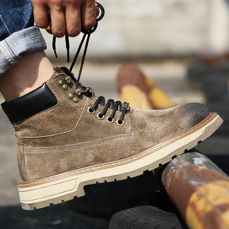 Мужские высокие туфли, модные винтажные ботинки martin из натуральной кожи для мужчин, повседневная обувь, зимние нескользящие уличные ботинки для инструментов