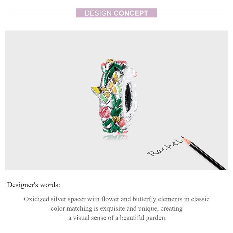 WOSTU Стерлингового серебра 925 пробы, бабочка и цветок Sapcer, очаровательная бусина для женщин, DIY, оригинальный браслет 3 мм, ювелирные изделия
