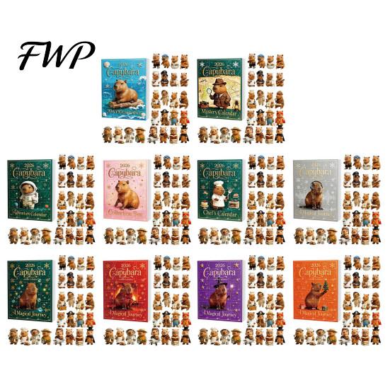 Themed Blind Box Set 2026 Christmas Capybara Advent Calendars, 24 Days Countdown with Decorative Backpack Charms Cute 2D Hanging Ornaments,