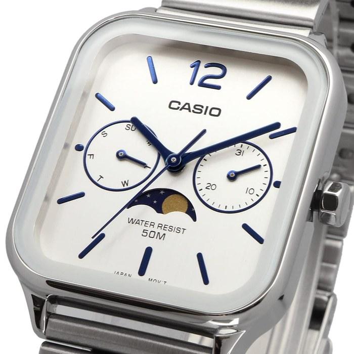 Casio Standard Moon Phase Analog Men's Watch MTP-M305D-7AV (Silver Metal Band)