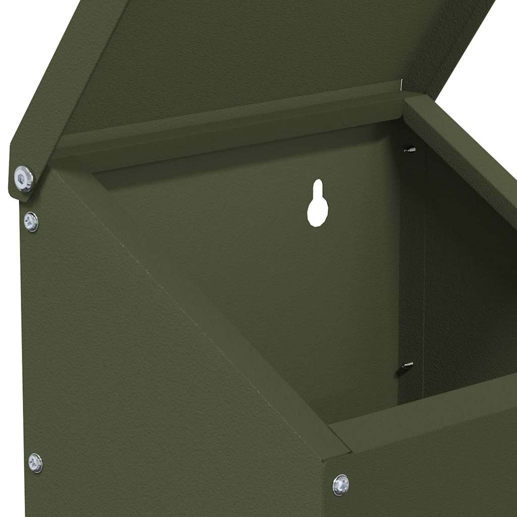 Chicken Feeder Olive Green 21 x 16 x 33 cm Cold Rolled Steel