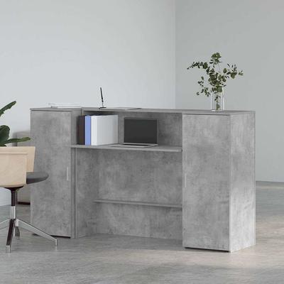 Reception Desk Concrete Gray 180x50x103.5 Cm Wood Based Material