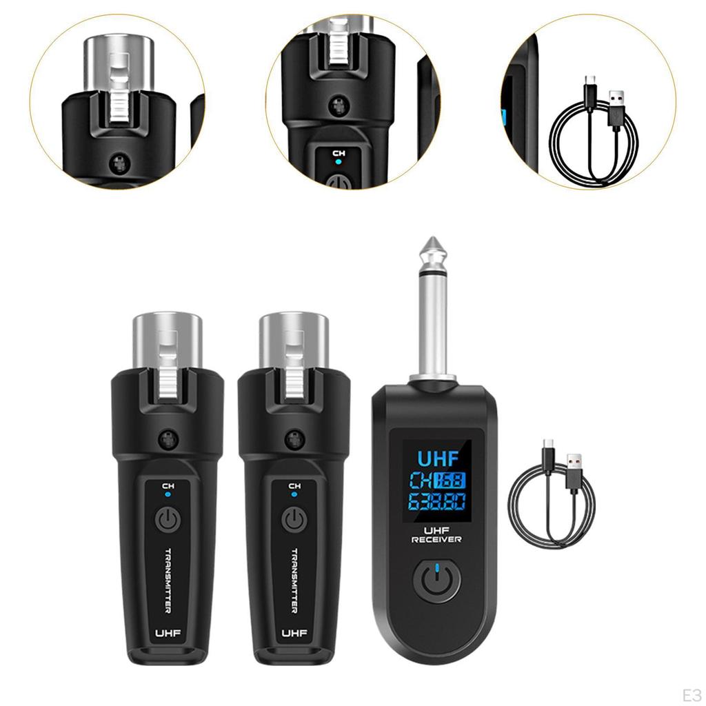Audio Transmitter Receiver Microphone Wireless System for Guitar Dynamic Mic