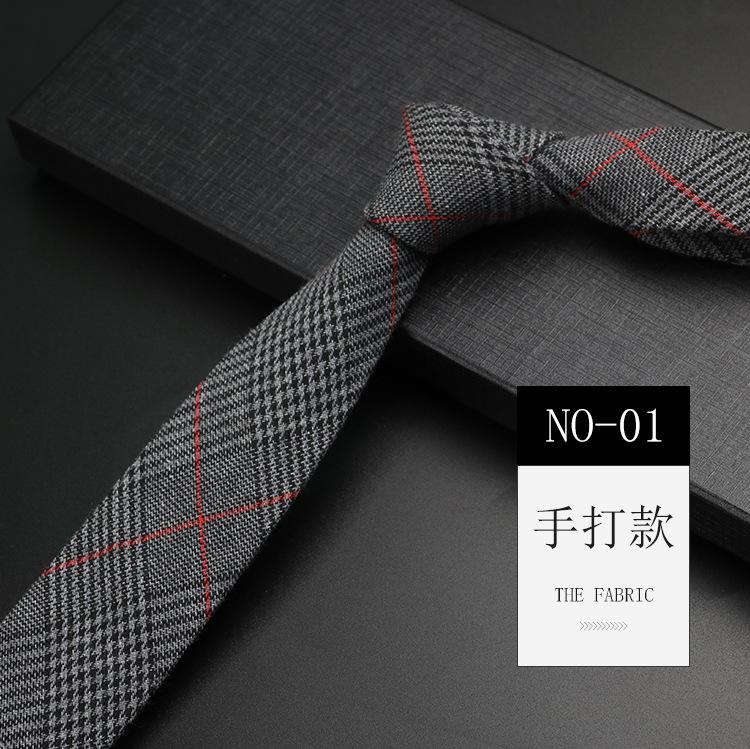 Men'S Cotton Tie Vintage British Nordic Japanese College Style Student Ins Shirt Narrow Plaid Grey Gentleman Tide
