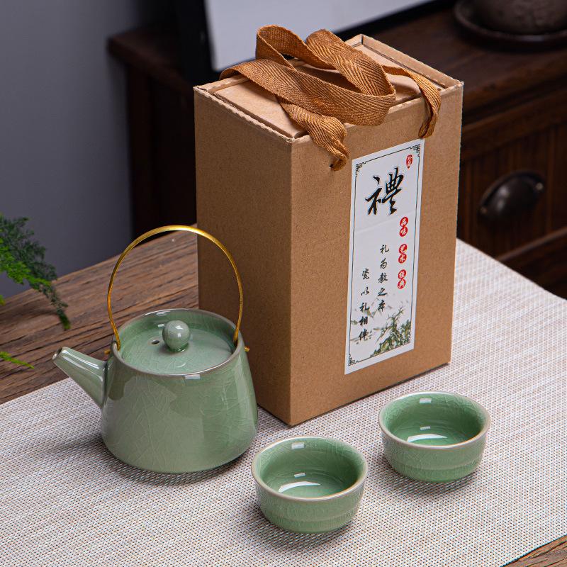 Mid-Autumn Festival Ge Kiln Ru Kiln Gift Box Tea Set Company Activities Companion Gift Annual Meeting