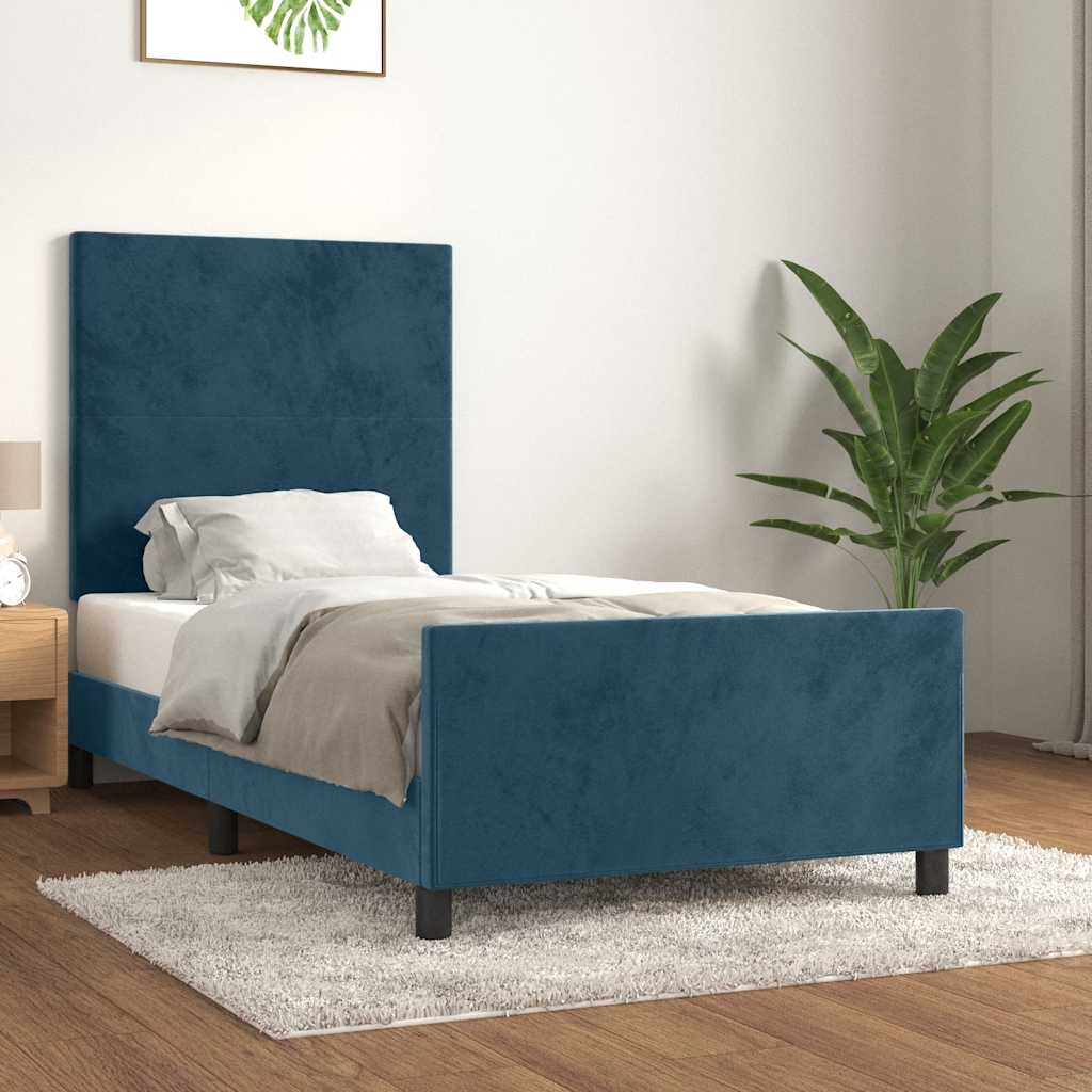 Bed Frame without Mattress Dark Blue 80x200 cm Velvet