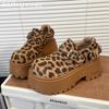 Leopard Platform Women Snow Boots Suede Designer High Heels Shoes 2025 Trend Short Plush Warm Buckle Winter New Botas De Mujer