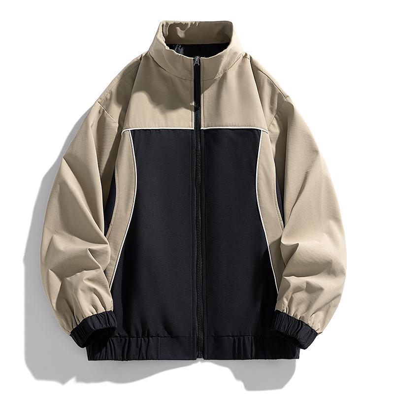 Autumn Jacket Men's Stand-up Collar Color Matching Coat Fashionable Versatile Men's Jacket Coat Men