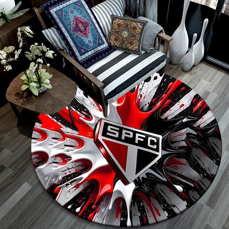 Sao Paulo FC Round Area Rug,Carpet Rug for Living Room Bedroom Sofa Playroom Decor,Non-slip Floor Mat