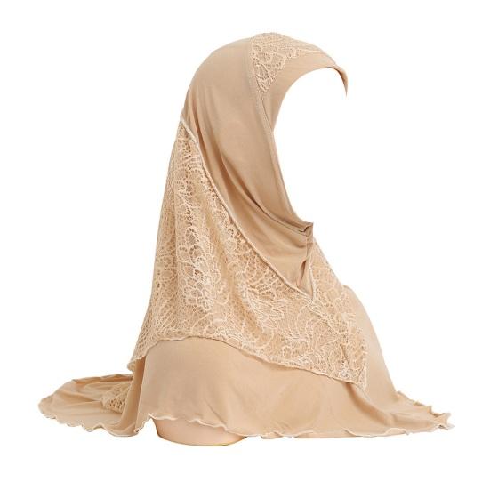 Women Lace Headscarf Hat Solid Color Breathable Turban Hat Chiffon Long Scarf Hat Stretchy Head Wrap