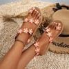 New Flat-bottomed Flower One-word Plus Size Shoes Size 43 Bohemian Sandals