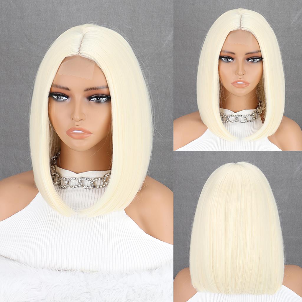 Straight Shoulder Length Bob Wigs Synthetic Natural Soft Hair Replacement Wigs For Women Girls For Daily Party Cosplay
