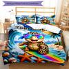 3pcs Custom Name Turtle Adventure Bedding Set Printed Bedding Set Duvet Cover Closure Includes 1 Duvet Cover & 2 Pillowcases Bedroom Decor