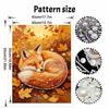 Sleeping Fox Autumn 5D Pearl Painting Kit with Frame DIY Sparkling Bead Canvas Art Relaxing Craft for Girls Room Decor Home Wall Art