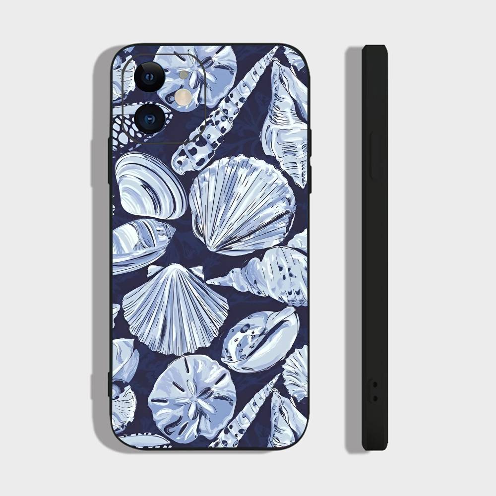 Синий Океан Для IPhone 13,17,11,12,16,14,15,Plus,Pro Max Мягкий Силиконовый Черный Чехол для Телефона