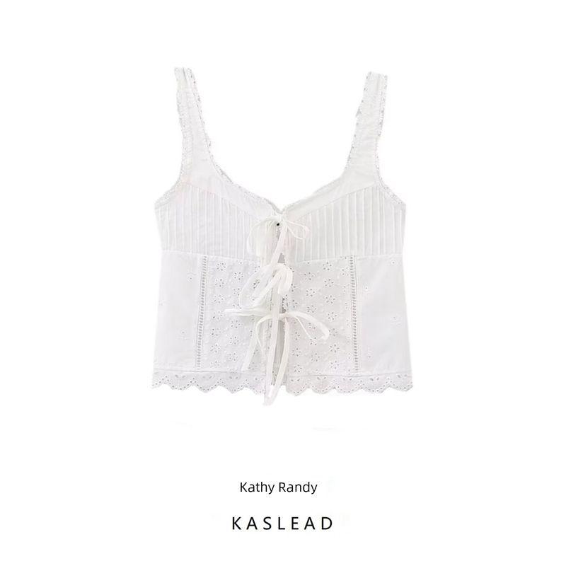 Kaslead New Arrival Women's Clothing Fashion Style Fashion Casual Easiest for Match Bowknot Decoration Embroider Tops 0881019