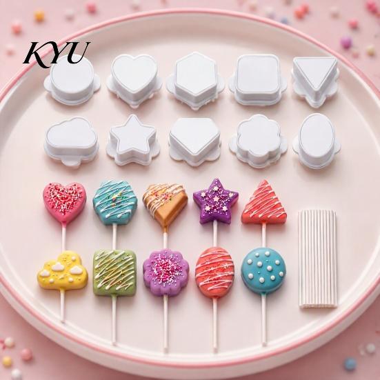 Parent Child Craft Activity Supplies 10PCS Cake Pop Mold Set, Heart/Cloud/Star/Square/Round Shape, PLA Press-forming Baking Diy Dessert Press