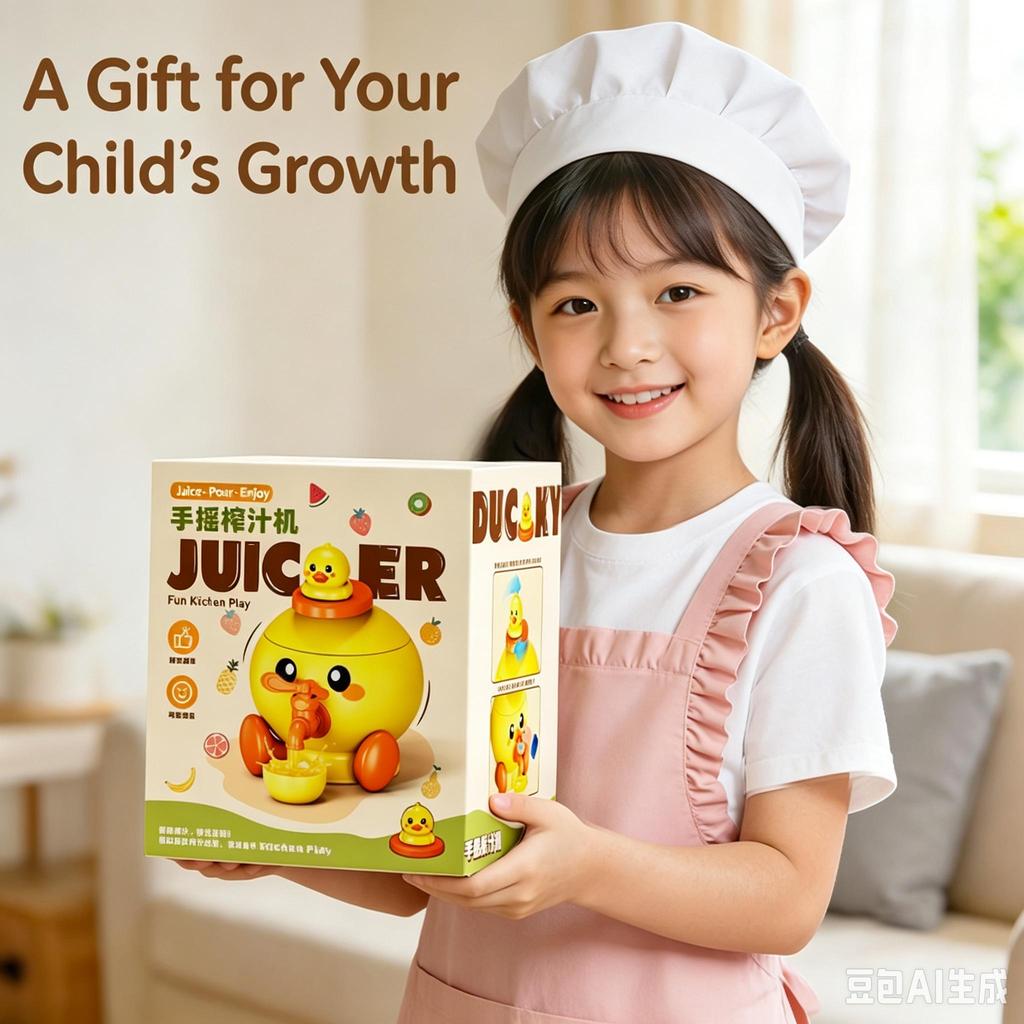 Cute Duck Bear Juicer Toy Kids Kitchen Pretend Play Set with Cups Bowl Cutting Board Educational Role Play Gift