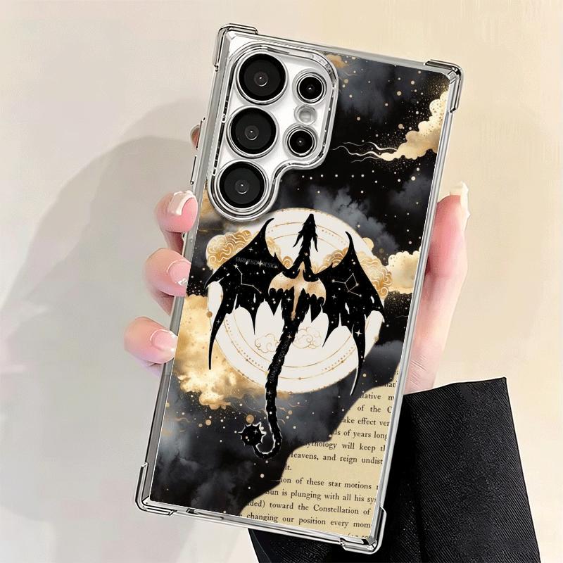 F-Fourth W-Wing Dragon Plating Phone Case For Samsung Galaxy S24 S25 FE S26 Edge S23 Ultra S22 S21 Plus S20 Anti-Fall Airabag Co