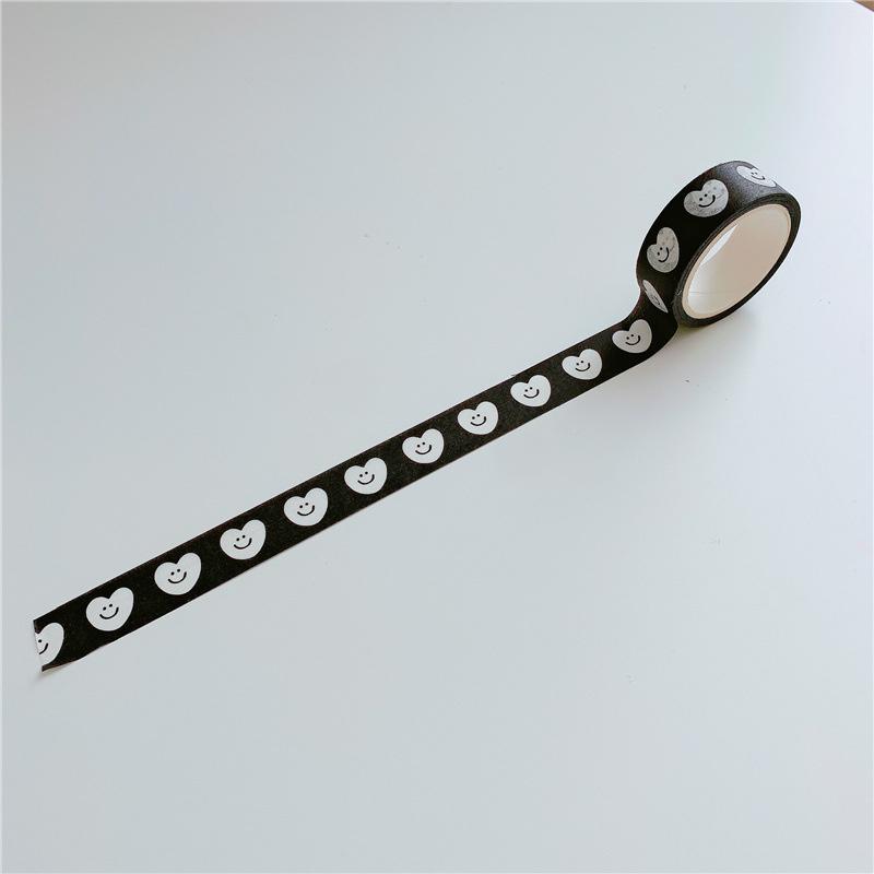 Ins Bear Black White Love Heart Декоративная клейкая лента Маскирующая лента васи Стикеры для скрапбукинга Этикетки Японские канцелярские принадлежности