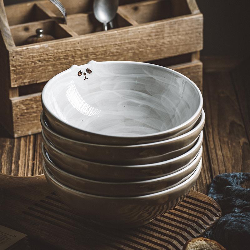 8-дюймовая керамическая миска для рамэна, расписанная вручную, миска для супа с лапшой и животными, миска для смешивания салатов, безопасная для использования в микроволновой печи посуда 1200 мл