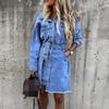 Spring Denim Lapel Long Sleeved Single Breasted Slim Fit Dress
