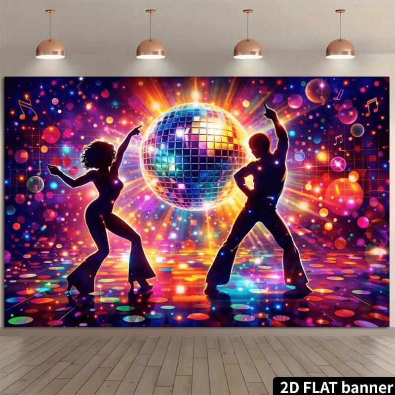 1pc 2Dflat retro disco party backdrop suitable for themed party decorations photography backgrounds etc. wsj