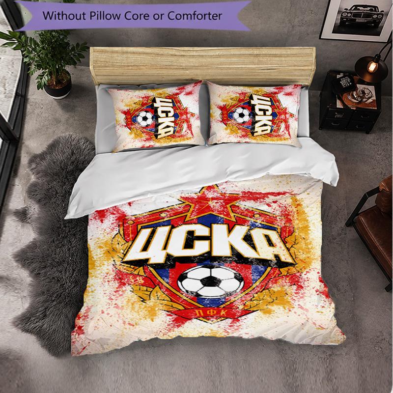 CSKA Moscow 3 Piece Bedding Set Soft Duvet Cover Set with Pillowcases Printed Bedroom Decor Set for Home