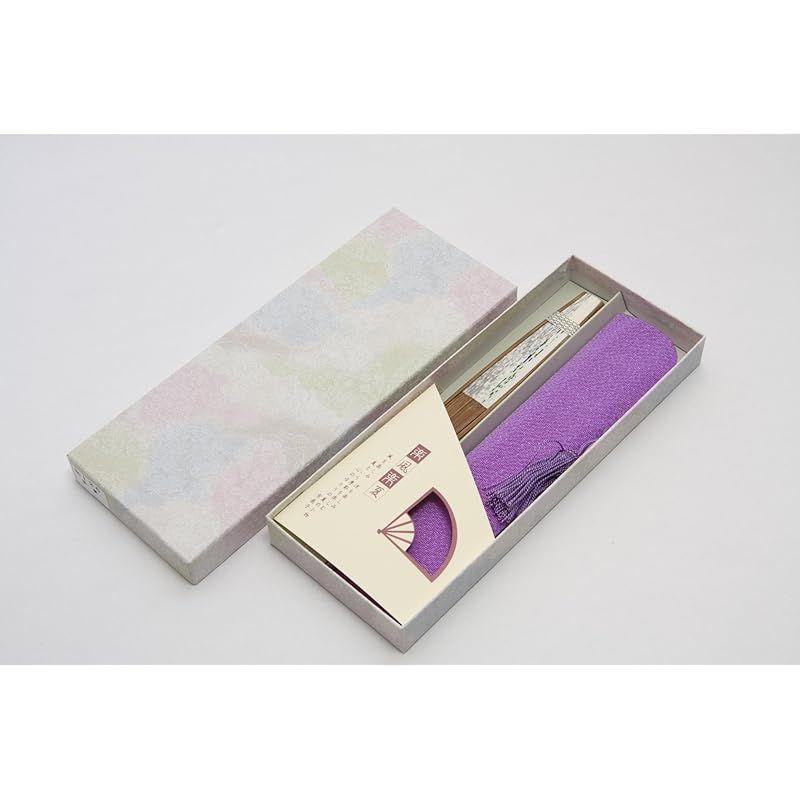 Used [New] [Hasegawa] Kyoto folding fan for ladies, with folding fan bag, in presentation box (Kikyou) 0