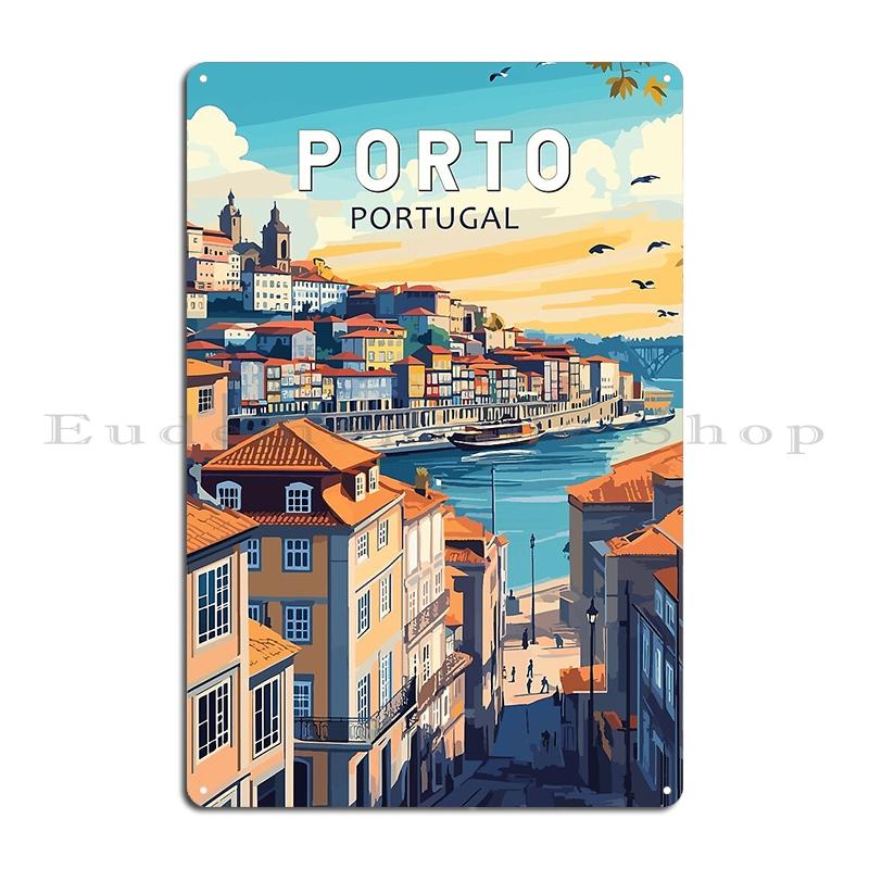 Travel Posters Porto Portugal Metal Plaque Poster Wall Decor Pub Printed Bar Wall Decor Tin Sign Poster