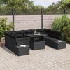 10 Piece Black Garden Sofa Set with Cushions