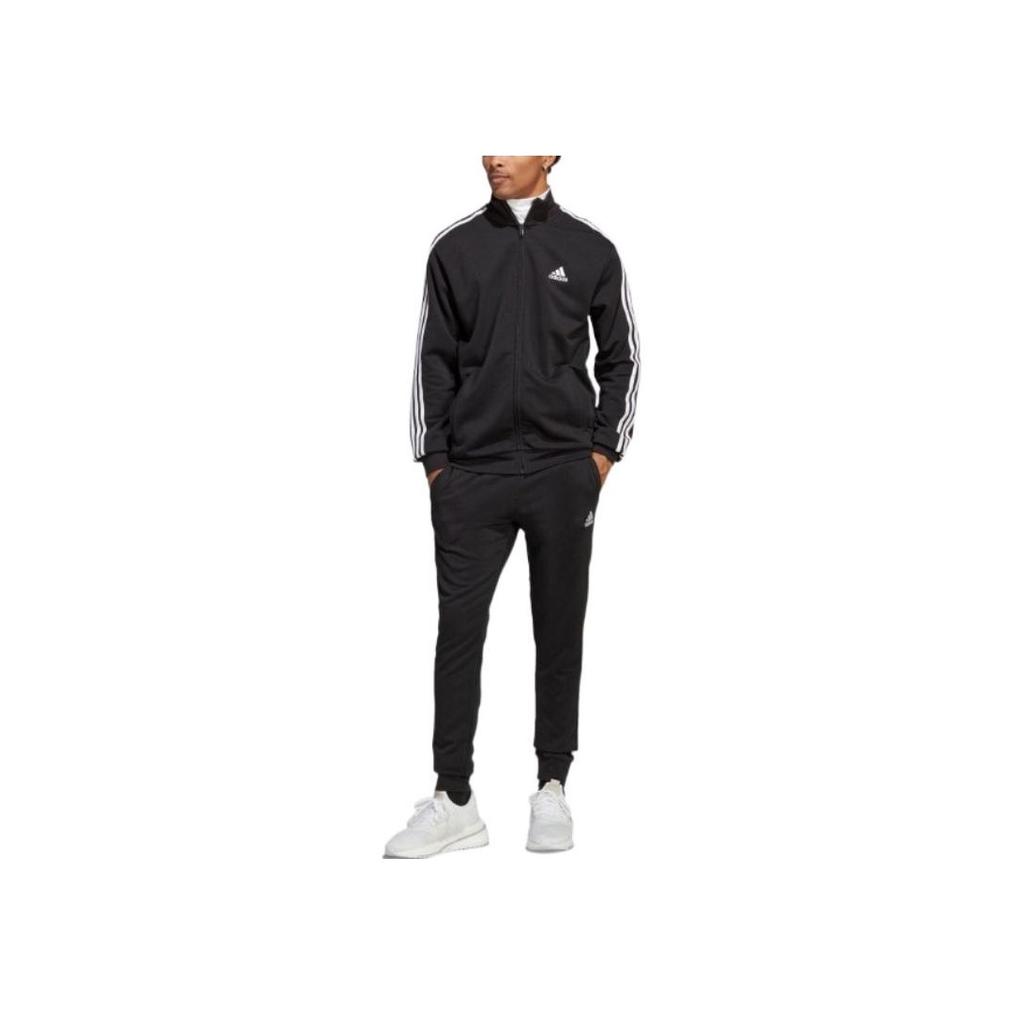 Adidas Three Stripe Zip Collar Sports Suit Men Sportswear Black IC6766