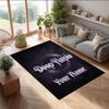Deep Purple Crystal Velvet Rug, Custom Name Text Personalized Non‑Slip Floor Mat for Home Decor Gift