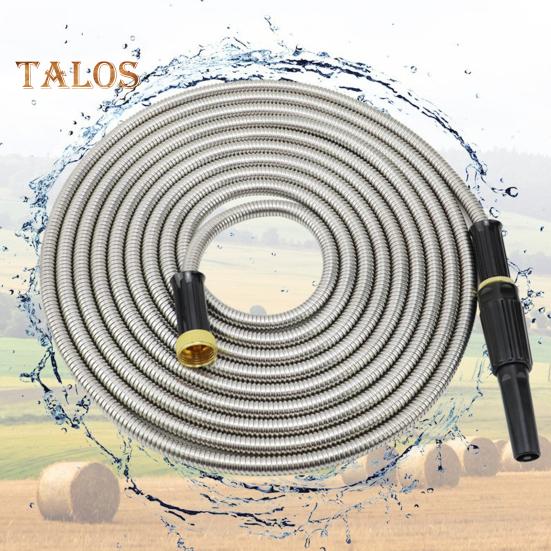 Stainless Steel Garden Hose Flexible Anti-kink Expandable Water Pipe Weather-resistant Hose with Leak Proof Brass Connectors for Car Washing Garden