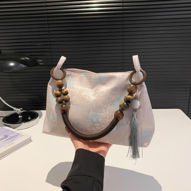 Стильная шелковая жаккардовая сумка-тоут для женщин с элегантным винтажным дизайном в розовом, желтом и белом цветах