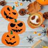 6pcs/set Felt Pumpkin Coaster Halloween Beverage Coaster Orange Black Anti Slip Heat-resistant Coaster Halloween Party Decoration LS