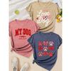 Women Floral Heart Bow Dog Paw Print Round Neck 3 Pack Short Sleeve T Shirts Fashion Photo Tops For Spring Summer Autumn