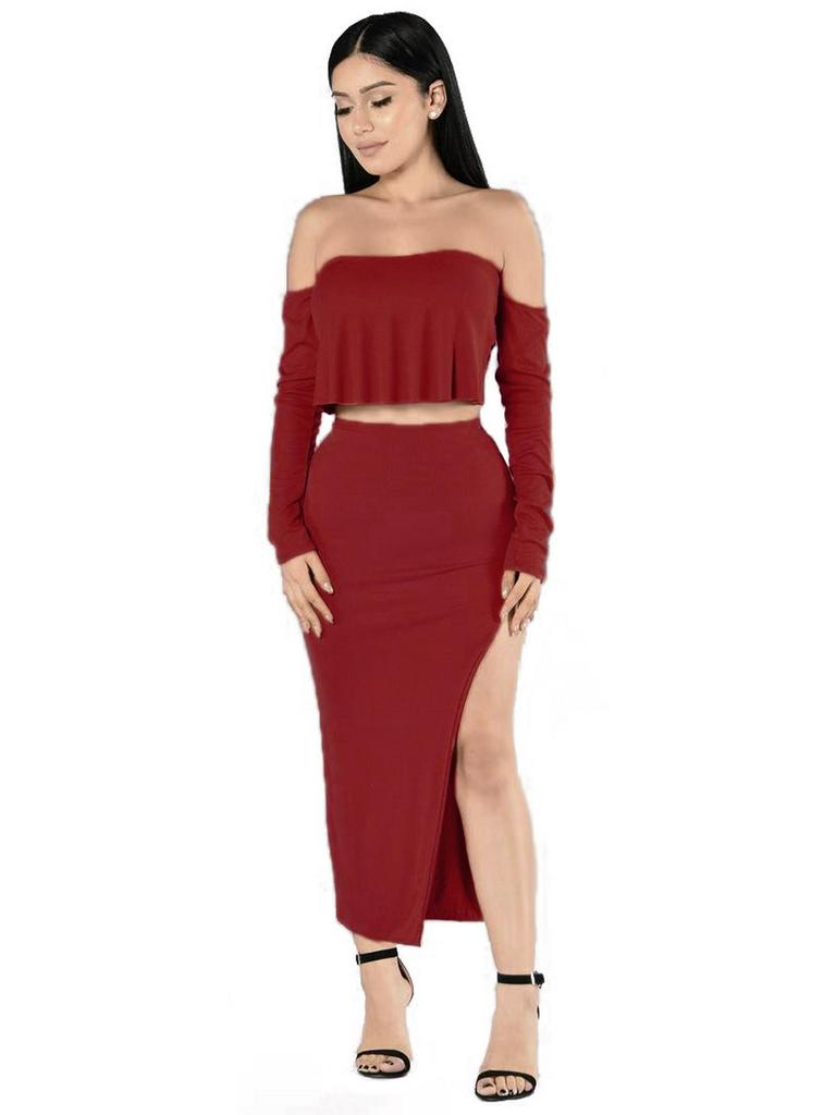 2017 European & American Sexy Nightclub Gabardine Two-Piece Dress