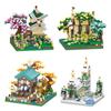Коттедж Четыре Сезона Уличный Пейзаж Строительные Блоки Микро Кирпичики Игрушки Домик на Дереве с Сакурой DIY Сборка Детские Игрушки Декор для Дома