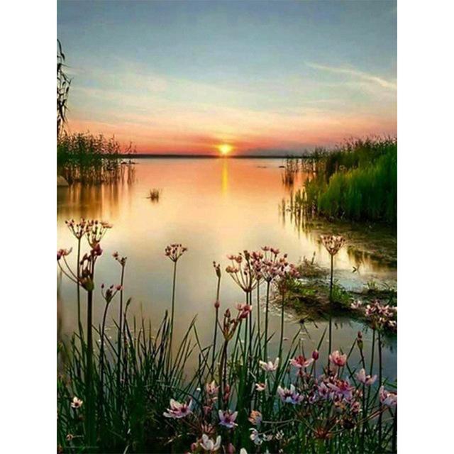 5D DIY полная круглая квадратная алмазная живопись пейзаж закат морской пейзаж набор для вышивки крестом мозаичная картина горный хрусталь украшение для вышивки