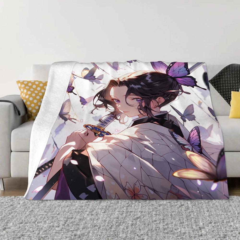 Мягкие пушистые одеяла Kochou Shinobu для декоративного дивана, вязаное пледное одеяло для дома и украшения, постельное белье из микрофибры, пляжное полотенце