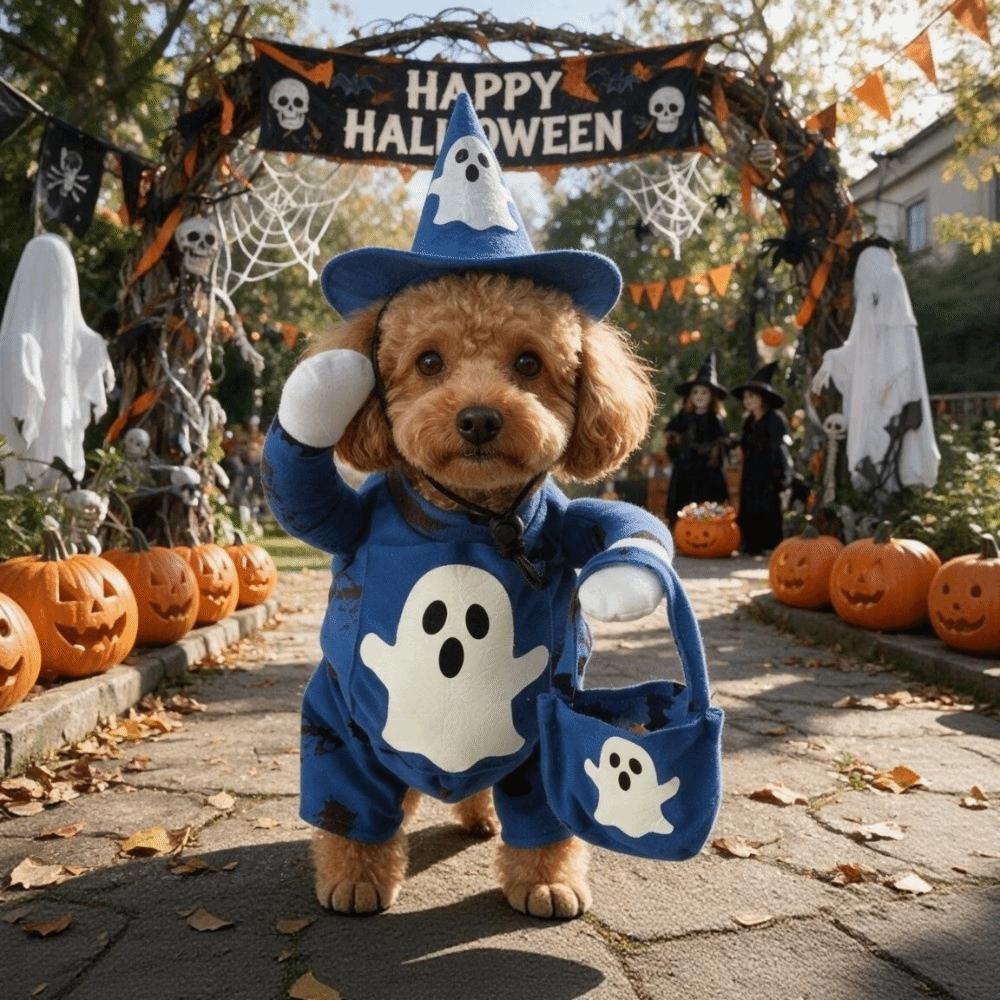 Luminous Dog Cosplay Clothes Adjustable Full Body Jumpsuit Halloween Pet Ghost Costume Photography