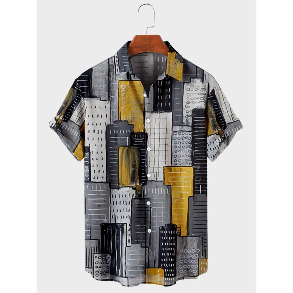 Гавайская мужская рубашка в полоску, мужская рубашка Camisa с коротким рукавом, повседневный топ, свободная футболка, мужская одежда