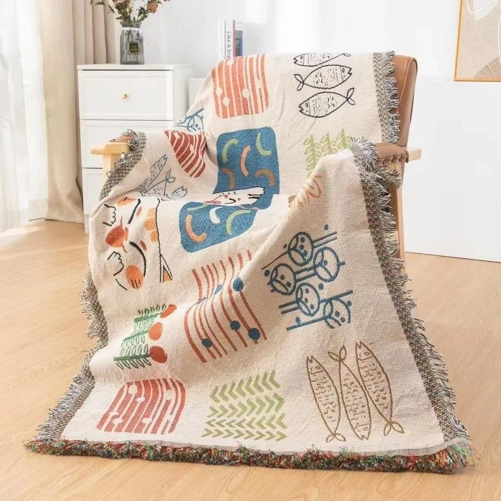 Утолщенный вязаный ковер с кисточками, многофункциональное нитяное одеяло для использования на диване, кровати и в автомобиле, 90 * 180 см современный чехол для дивана