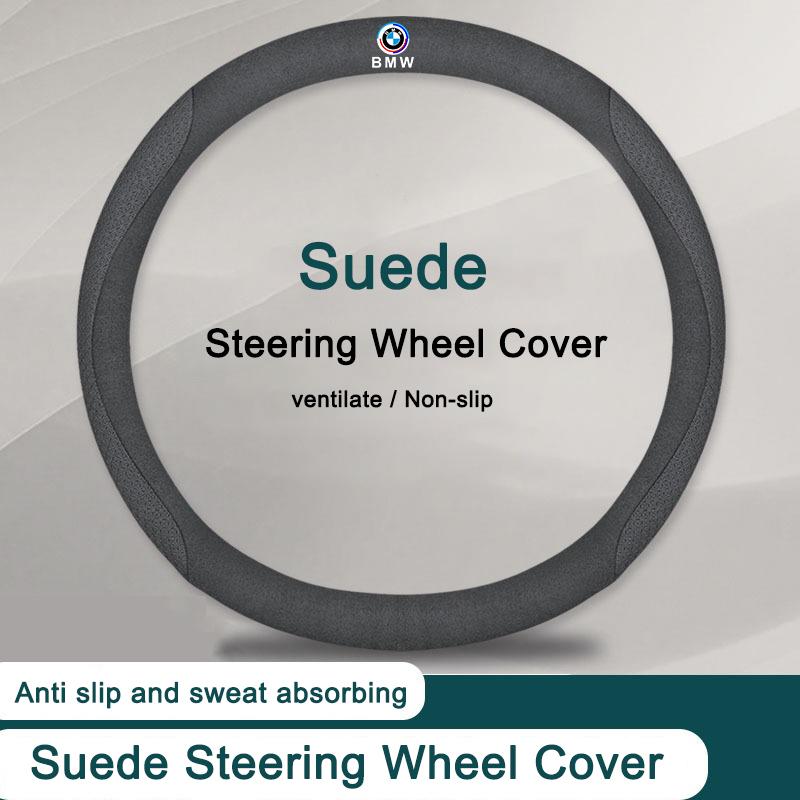 BBKS3 Suede Leather Car Steering Wheel Cover Anti-slip For BMW F30 F10 E90 F20 E46 E60 E92 E91 E28 X3 X1 X2 E70 E39 E36 X7 Accessories