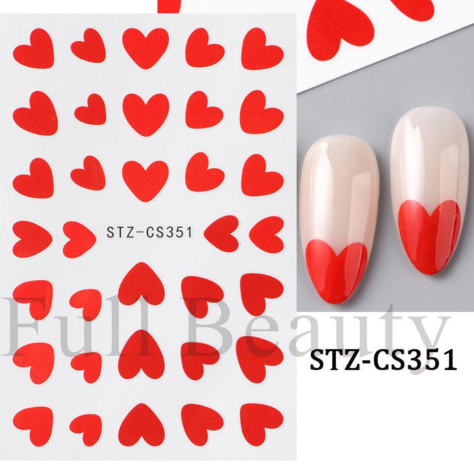 Nail Art Stickers Romantic Valentine's Day Red Love Heart Shaped Adhesive Nail Stickers
